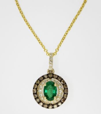 Effy® Emerald/Diamond .43 ct. t.w. Pendant in 14K Yellow Gold