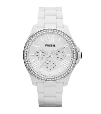 Fossil® Cecile White Acetate and Silvertone Multi Function Watch