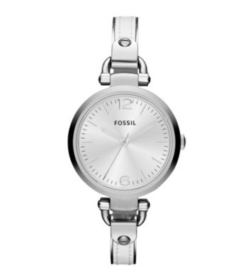 Fossil® Georgia White Leather and Stainess Steel Watch