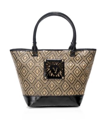 AK Anne Klein® Black Natural Tropical Punch Medium Tote