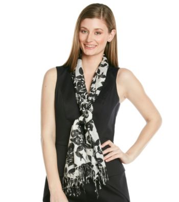 Cejon® Black/White Floral Bouquet Neckwrap