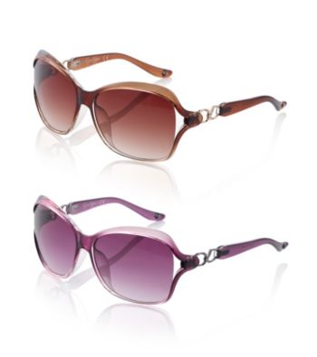 Jessica Simpson Plastic Ombre Vent Chain Detail Temple Sunglasses