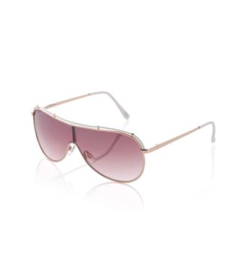 Jessica Simpson Rose Goldtone Metal Shield Epoxy Colored Brow Bar Sunglasses