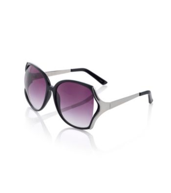 Jessica Simpson Black Oversize Plastic Glam Vent Lens Sunglasses