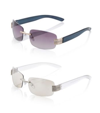 Relativity® Metal Medium Rectangle Rimless Sunglasses
