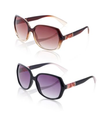Relativity® Plastic Large Oval Sunglasses