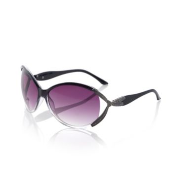 Relativity® Black Plastic Large Sunglasses with Metal Bow