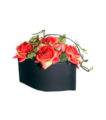 Vickerman Tangerine Roses in Matte Black Ceramic Container