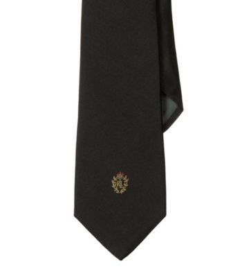 Lauren® Men's Black Signature Crest Solid Silk Tie