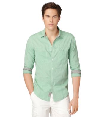 Calvin Klein Jeans® Men's Track Green Long Sleeve Chambray Button Down Shirt