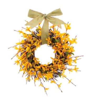 Forsythia Bright Blossoms Dried Floral Wreath