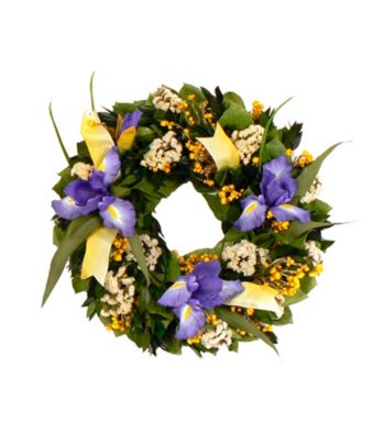 Iris Wildflower Dried Floral Wreath