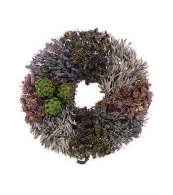Purple and Artichoke Dried Floral Wreath