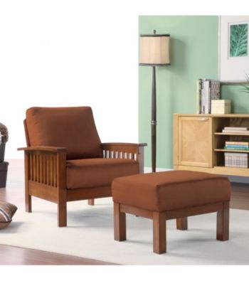 Home Interior Mission Style Rust Chair and Ottoman
