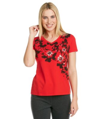 Laura Ashley® Petites' Floral Applique Tee