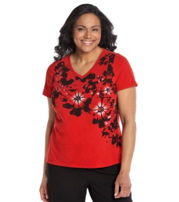 Laura Ashley® Plus Size Floral Applique Tee