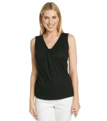 Laura Ashley® Black Animal Print Lace Tank