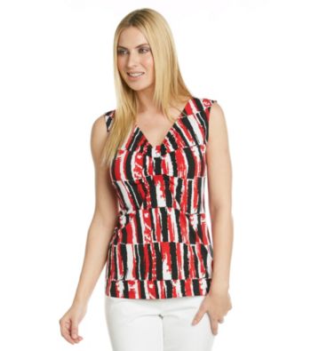 Laura Ashley® Tile Print Ruched V-Neck Tank