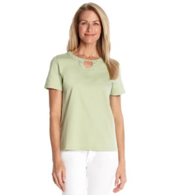 Alfred Dunner® Keyhole Neckline with Embellishment Solid Tee