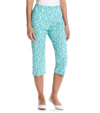 Briggs New York® Traditional Waistband All Over Print Crop Pant