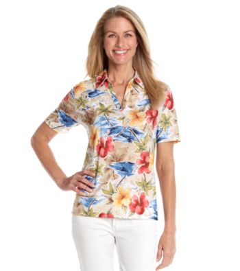 Cathy Daniels® Split Neckline All Over Print with Embellishment Shirt