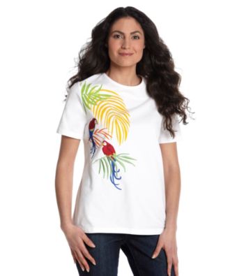 Breckenridge® Petites' Tropical Ringer Screen Print Tee
