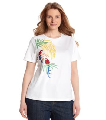 Breckenridge® Plus Size Tropical Ringer Screen Print Tee