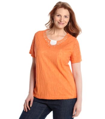 Breckenridge® Plus Size Embellished Lace Tee