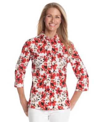 Breckenridge® Petites' Crinkle Print Woven Shirt