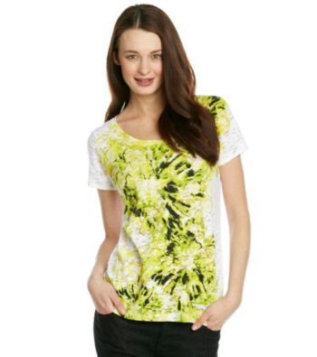 Relativity® Short Sleeve Scoopneck Large Flower Tee