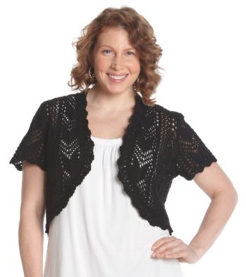 Relativity® Plus Size Short Sleeve Open Front Crochet Shrug