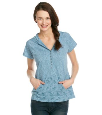 Ruff Hewn Short Sleeve Henley Hooded Kangaroo Pocket Tee
