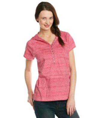 Ruff Hewn Short Sleeve Henley Hooded Kangaroo Pocket Tee