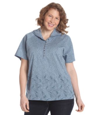 Ruff Hewn Plus Size Short Sleeve Henley Hooded Tee