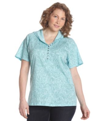 Ruff Hewn Plus Size Short Sleeve Henley Hooded Tee