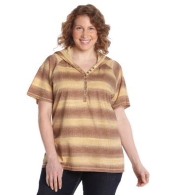 Ruff Hewn Plus Size Short Sleeve Henley Hooded Tee