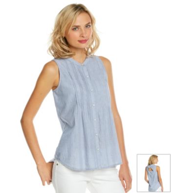 DKNY JEANS® Sleeveless Crewneck Cut-Out Top