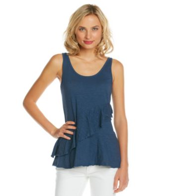 DKNY JEANS® Sleeveless Scoopneck Ruffle Tier Top