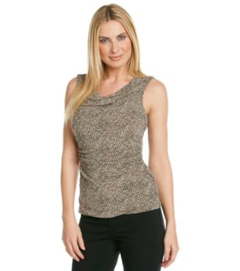 Cable & Gauge® Sleeveless Drapeneck Cheetah Print Tank
