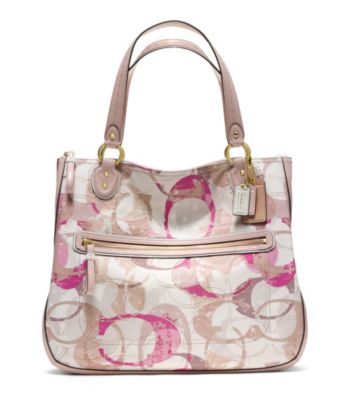 COACH POPPY STAMPED C HALLIE EW TOTE