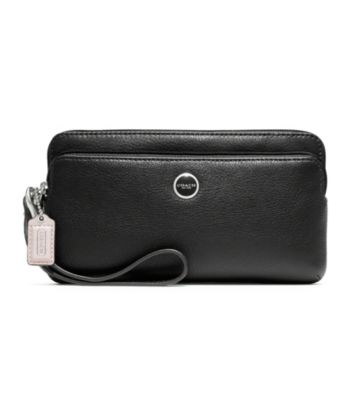 COACH POPPY LEATHER DOUBLE ZIP WALLET