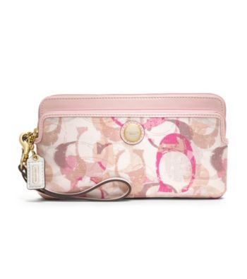 COACH POPPY STAMPED C DOUBLE ZIP WALLET