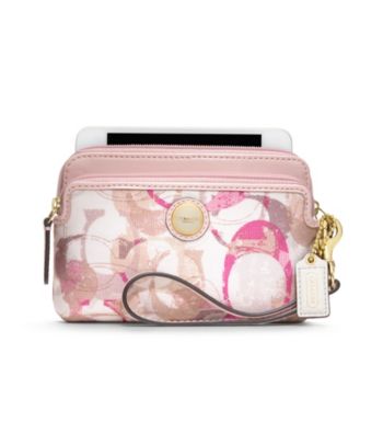 COACH POPPY STAMPED C DOUBLE ZIP WRISTLET