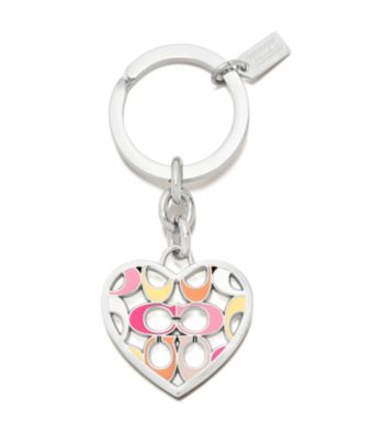 COACH SIGNATURE C PIERCED HEART KEY RING