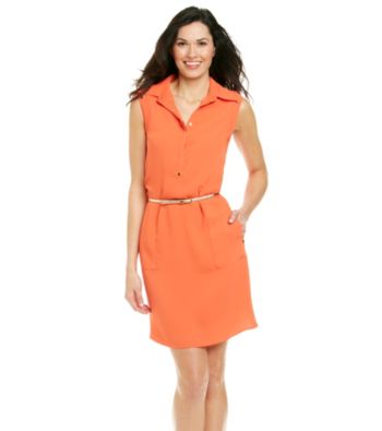 Calvin Klein Sleeveless Belted Shirt Dress