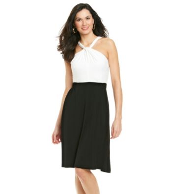 Calvin Klein Sleeveless Knot Front Halter Dress