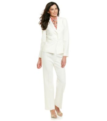 Le Suit® Peak Collar Herringbone Jacket With Pants And Scarf
