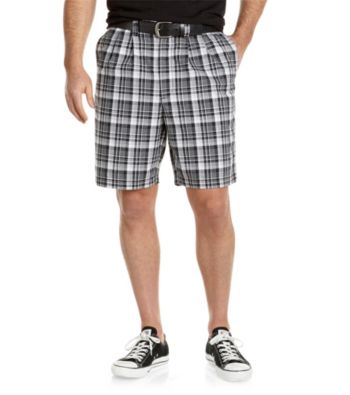 Harbor Bay® Men's Big & Tall Black/White Plaid Pleated Short