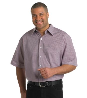 555 Turnpike™ Men's Big & Tall Red Short Sleeve Mini Plaid Woven