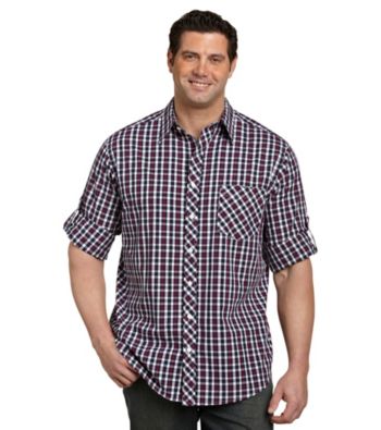 555 Turnpike™ Men's Big & Tall Purple Roll-Sleeve Check Woven